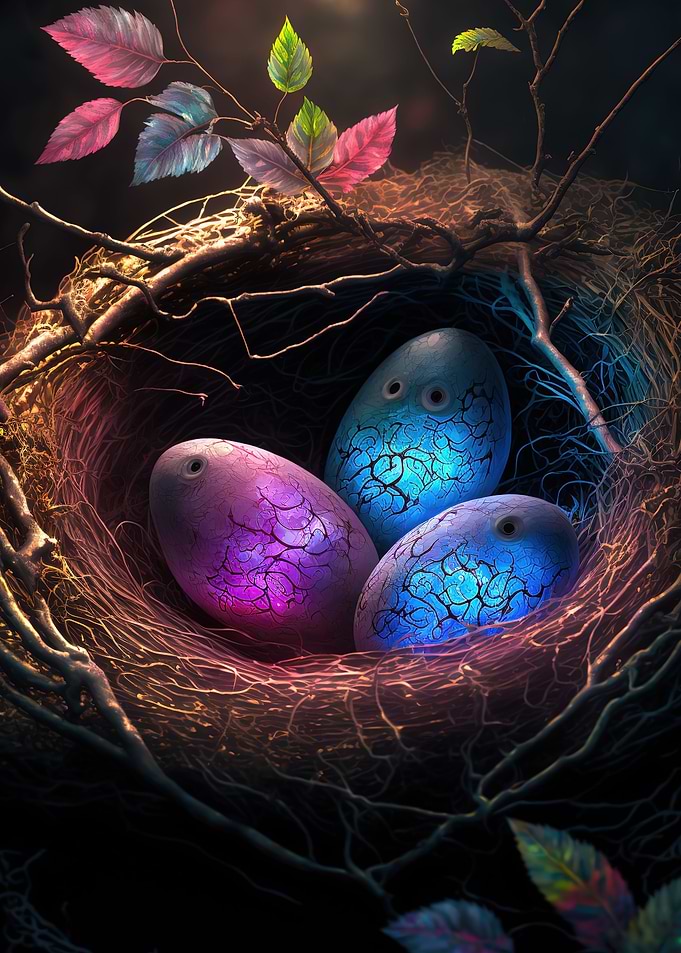 Glowing easter eggs