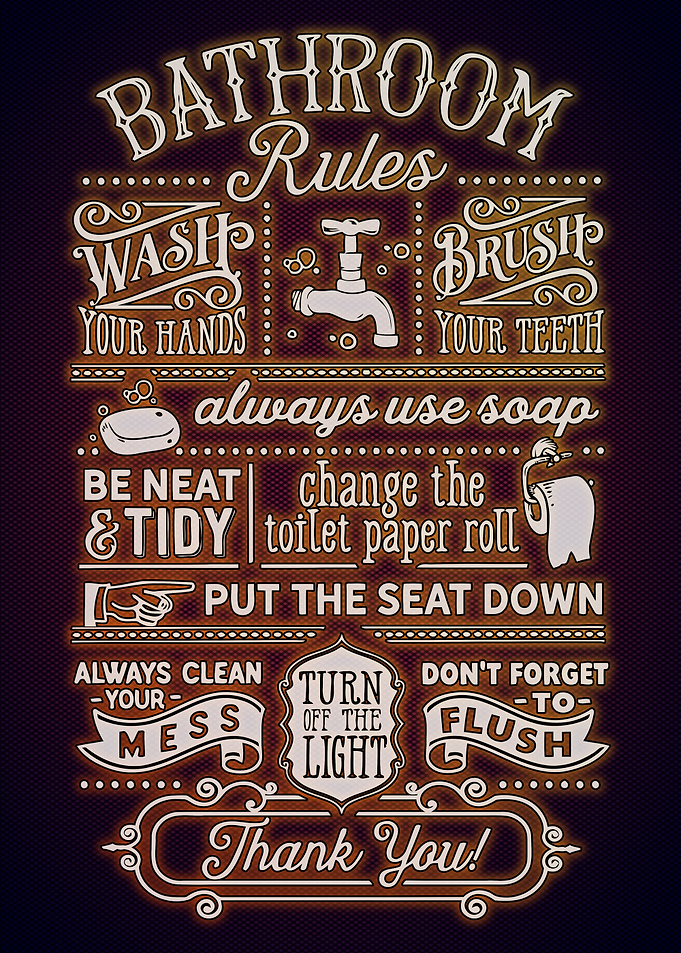 Funny Bathroom Neon Poster