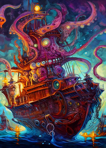 Colorful Ocean Ship