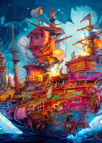 Colorful Ocean Ship