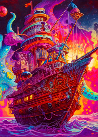 Colorful Ocean Ship