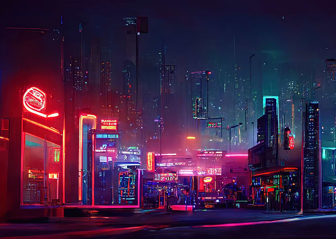 Cyberpunk neon city