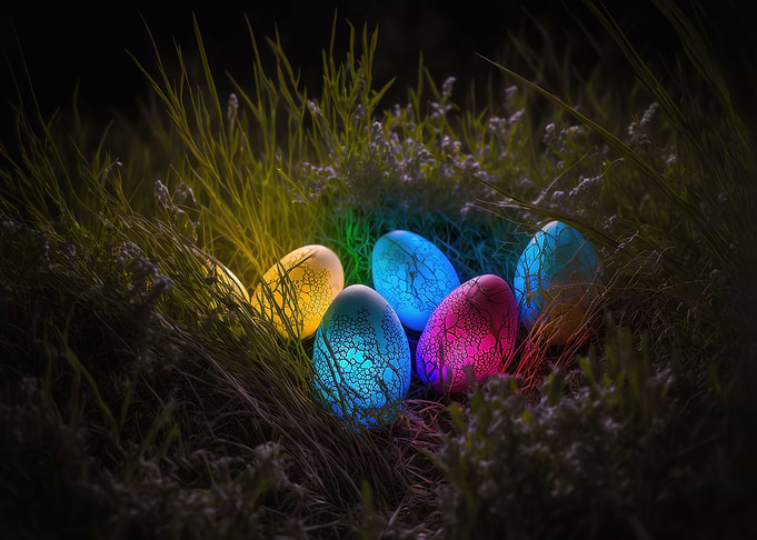 Glowing easter eggs