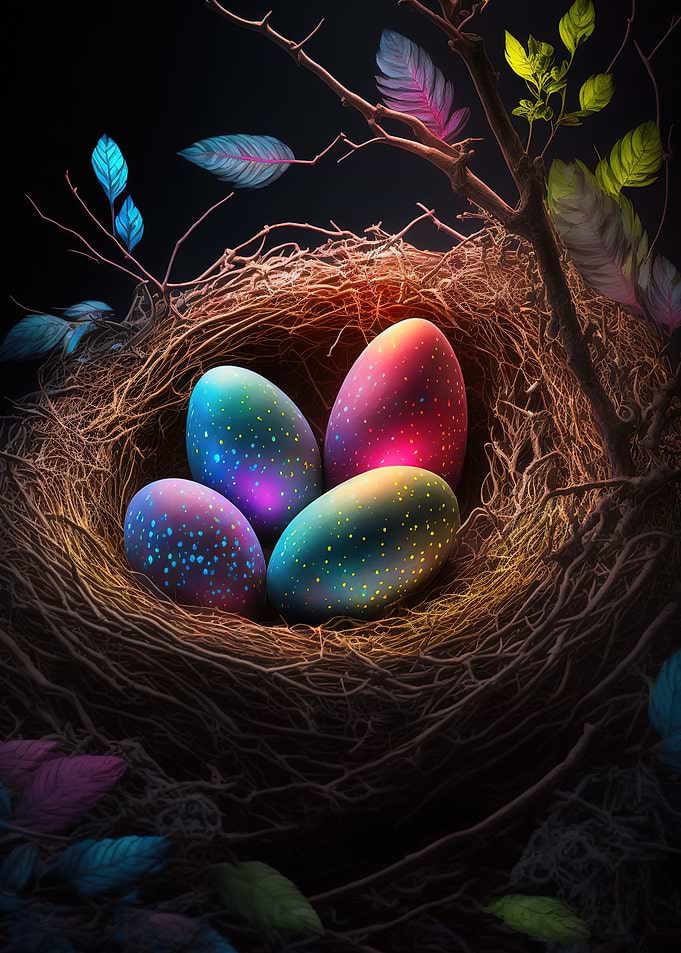 Glowing easter eggs