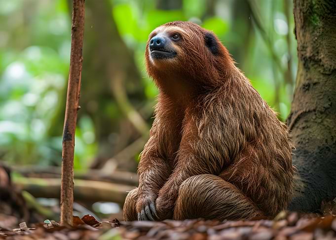 Cute sitting sloth