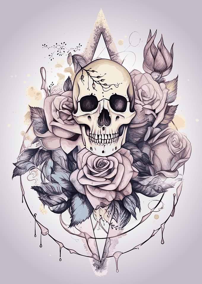 Pastel Goth Floral Skull