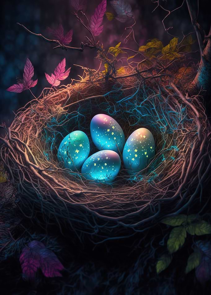Glowing easter eggs