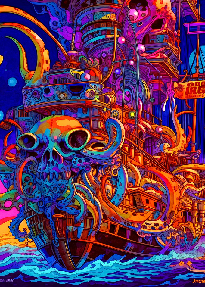 Colorful Ocean Ship