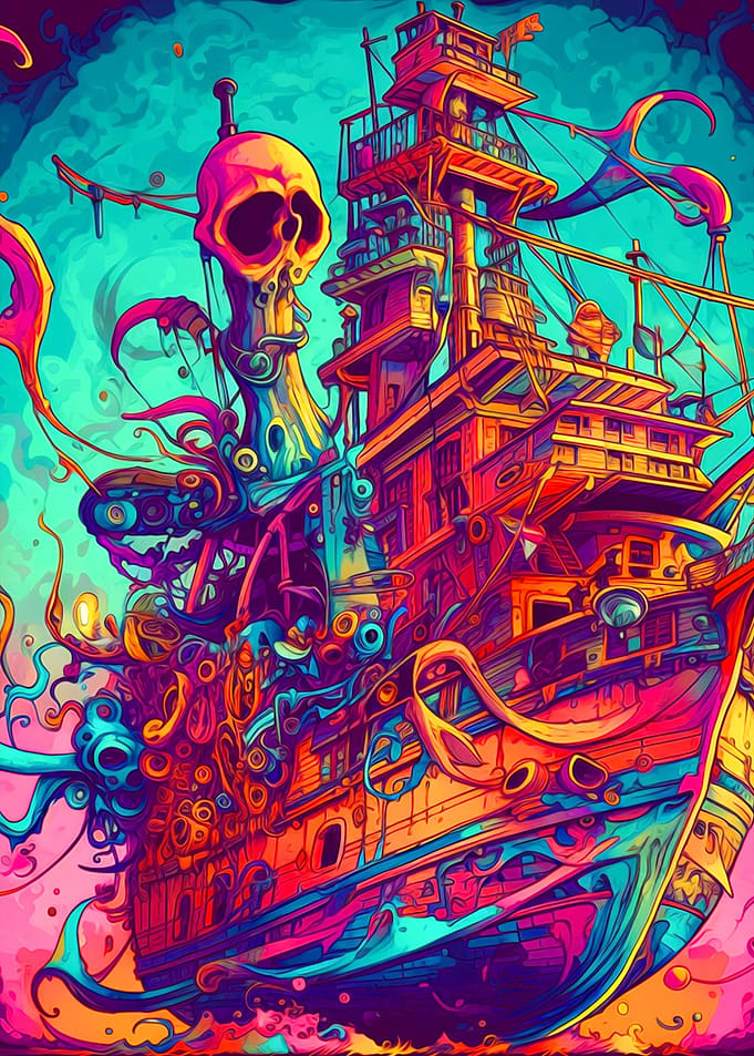 Colorful Ocean Ship