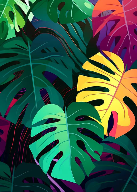 Fruit Salad Plant — monstera botanical metal print
