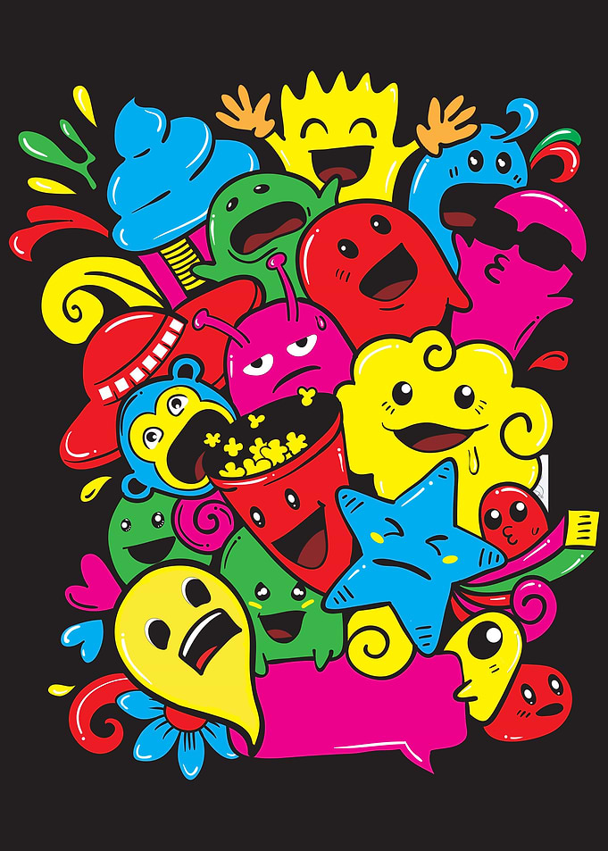 Colorful doodle monster