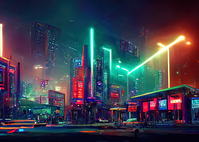 Cyberpunk neon city