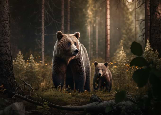 Bear with cub