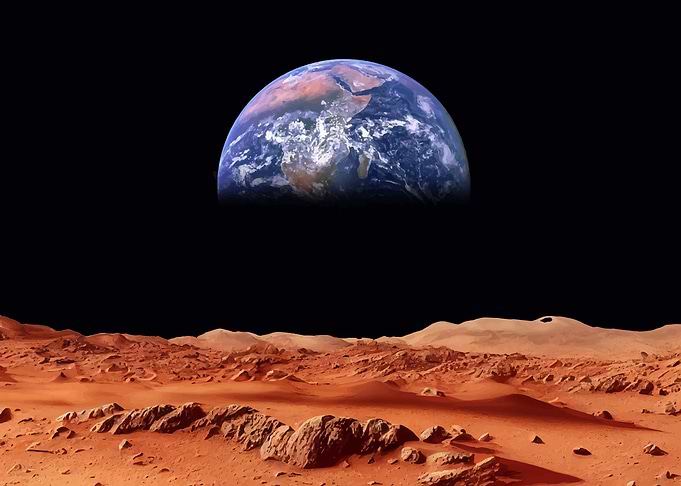 earth rising from Mars