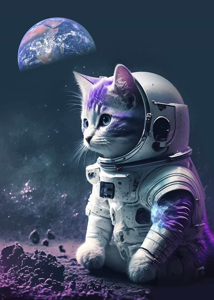 Cat astronaut at space