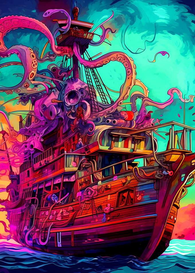 Colorful Ocean Ship