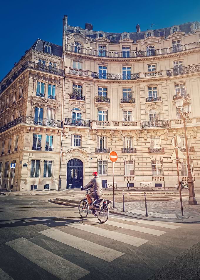 riding bicycle in Paris