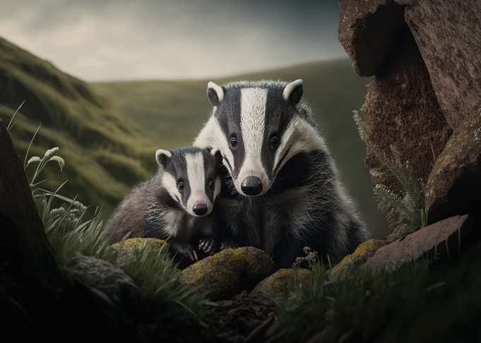 Badger with cub