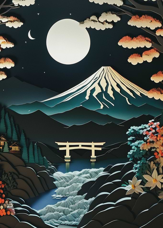 Torii gate in night