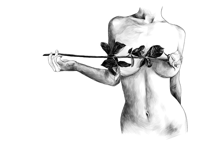 Sensual Art Nude Girl Rose