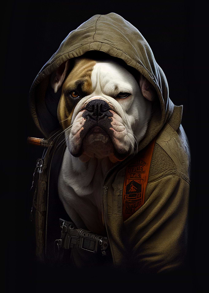 Bulldog Wearing Hoodie