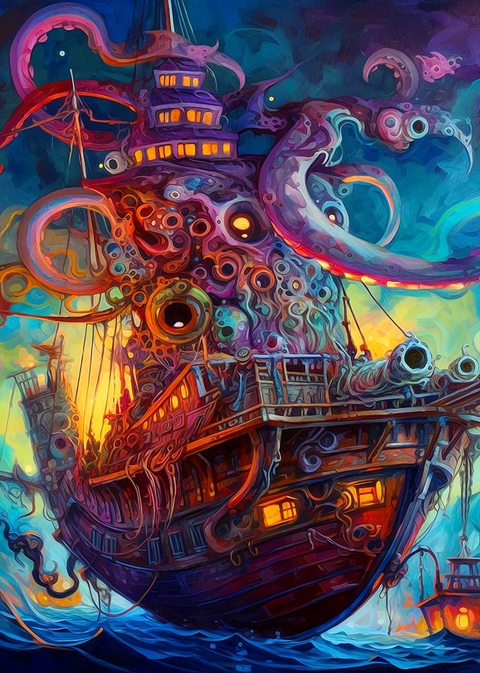 Colorful Ocean Ship