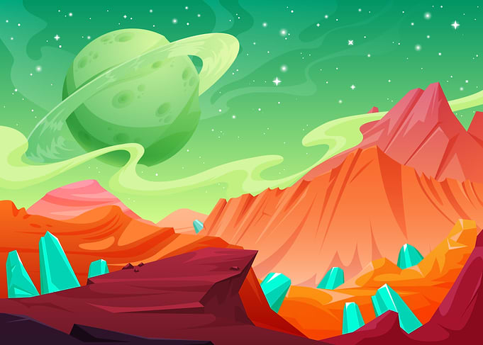 Planet with crystals