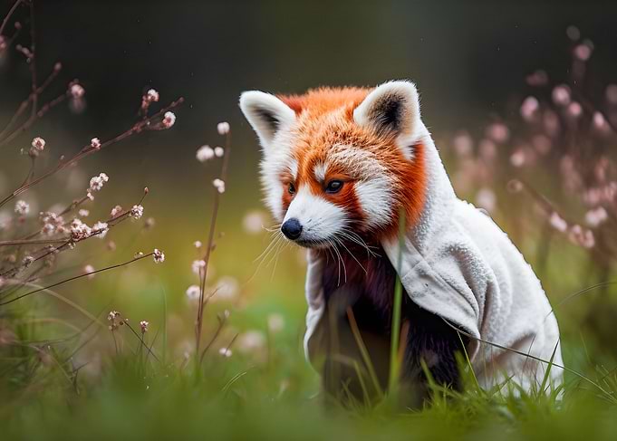 Red panda with a hoodie