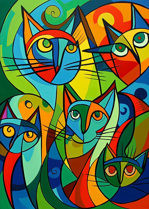 Feline Abstractions — living room metal wall art