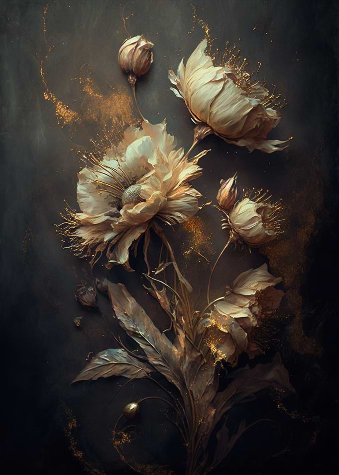 Three dry flowers