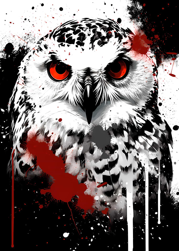 Snowy Owl Ink Painting