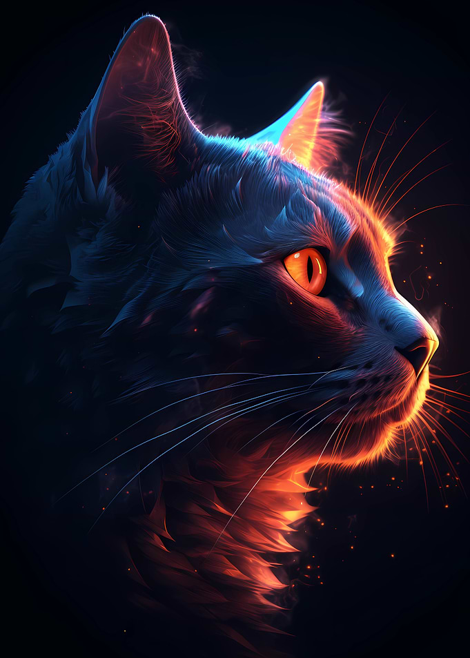 Colorful Neon Cat 2