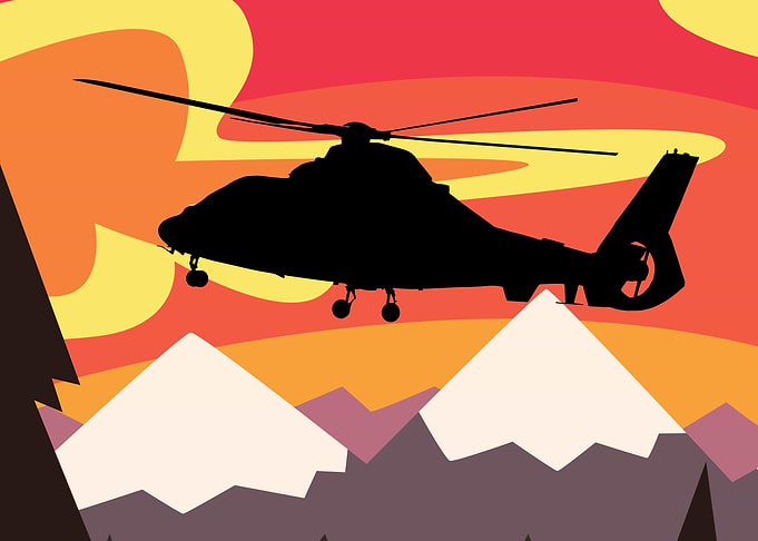 Flying helicopter