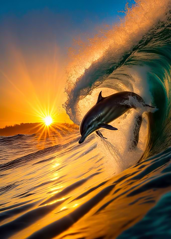 Dolphin surfing