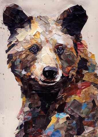 Bear Portrait Torn Paper