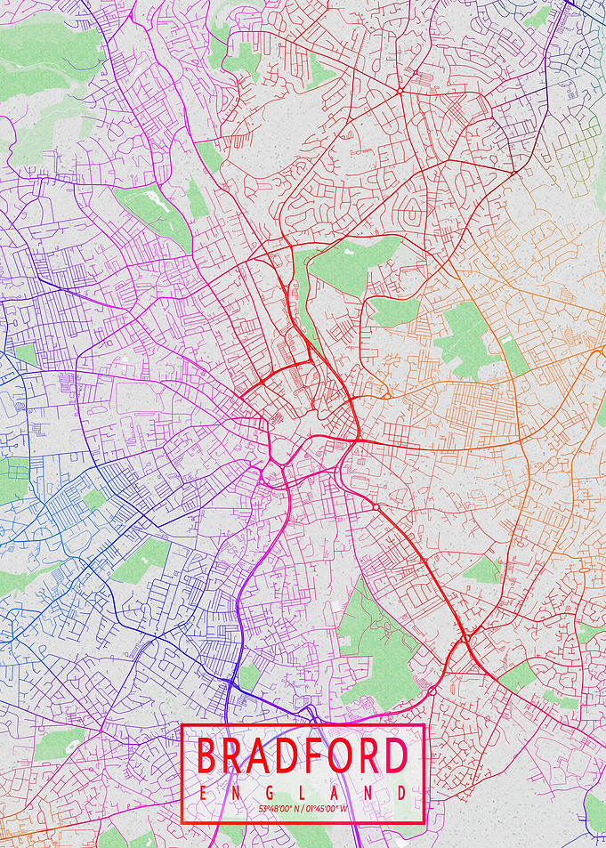 Bradford City Map Colorful
