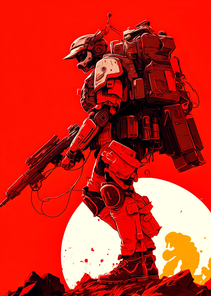 Red Cyborg Warrior
