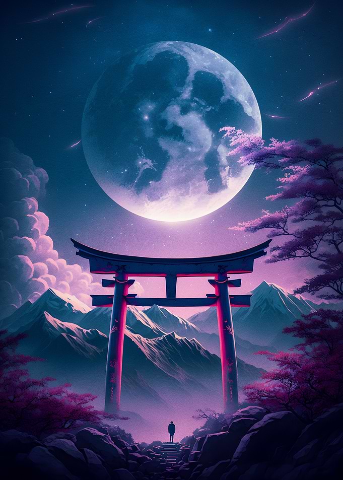 Full mon in torii gate