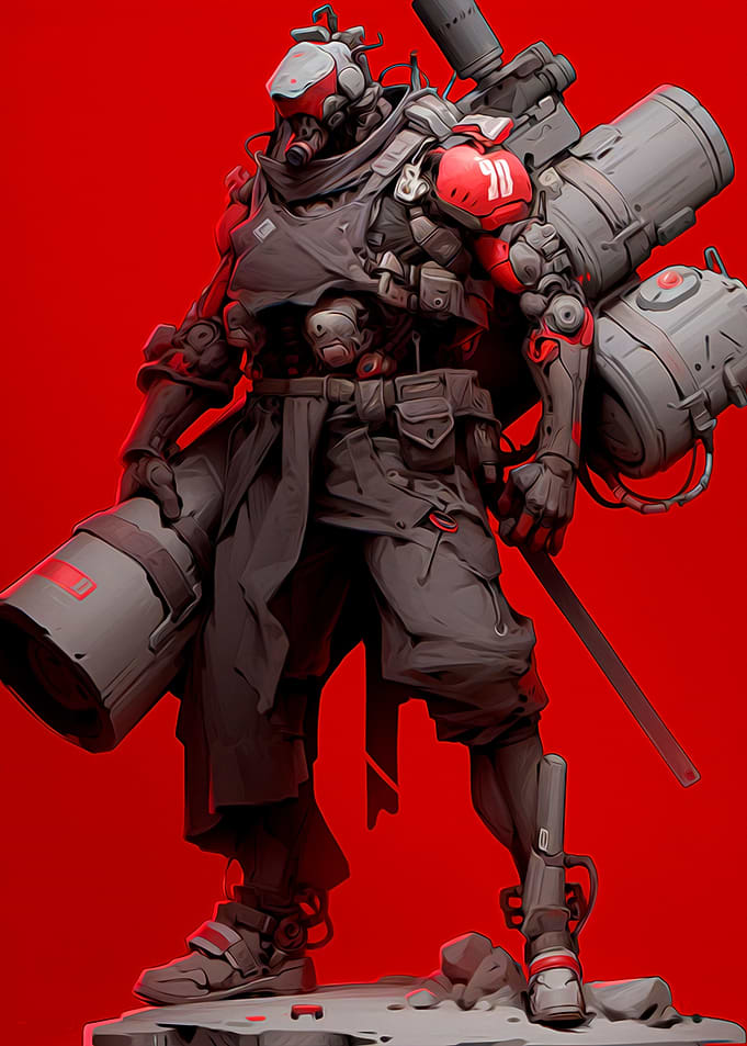 Red Cyborg Warrior