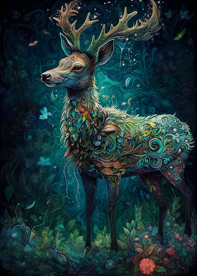 Deer Floral