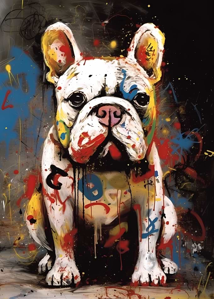 Colorful White Bulldog