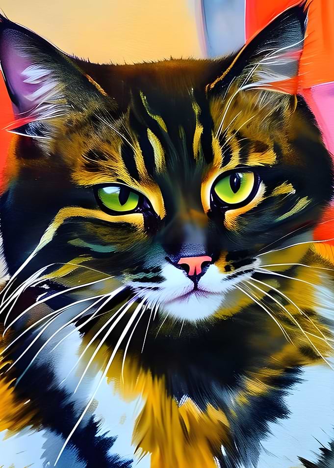 Vibrant Watercolor Tabby