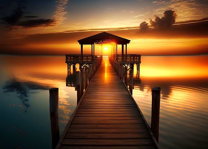 Sunset on lake