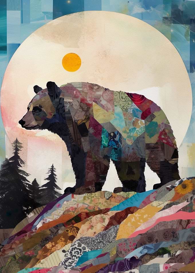Bear Portrait Torn paper