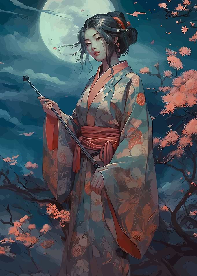 Japanese Samurai In Kimono