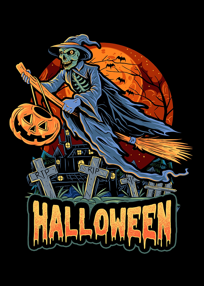 Halloween skull witch