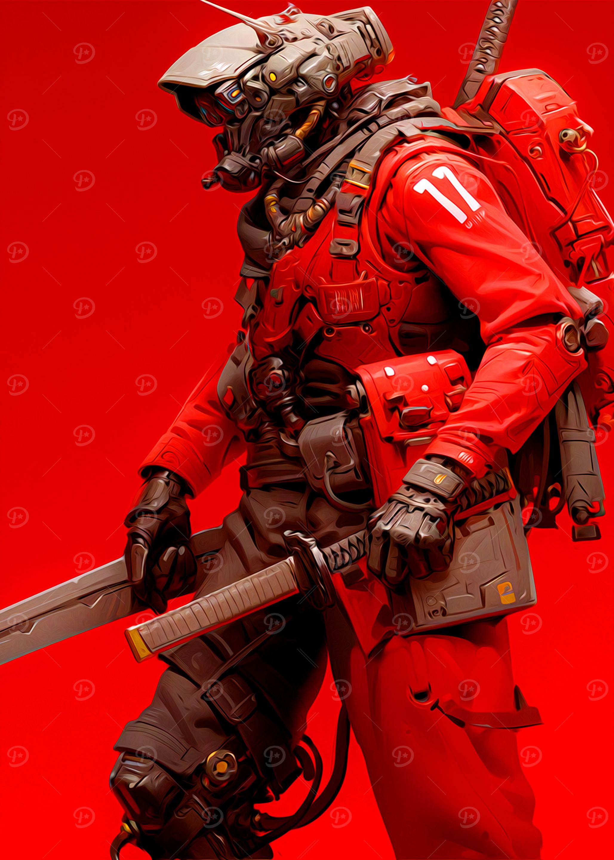Red Cyborg Warrior