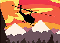 Helicopter snow mountain