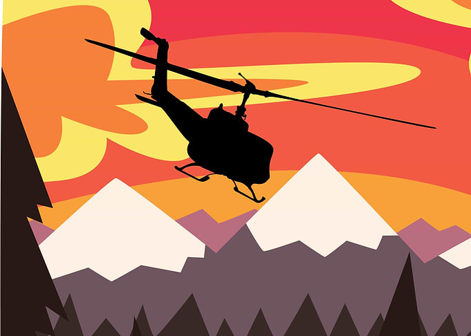 Helicopter snow mountain