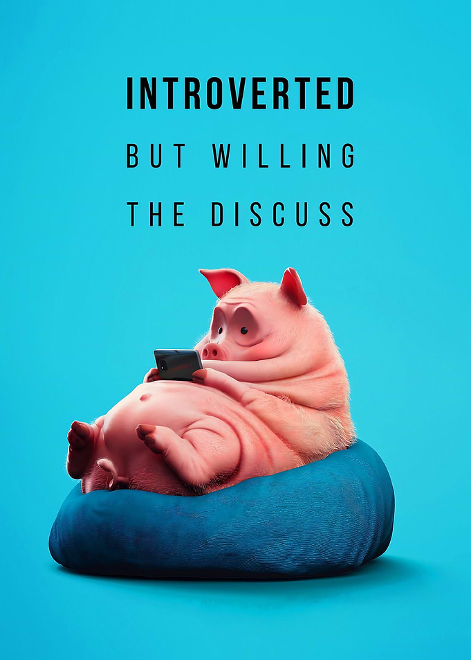 Blue Introverted Pig